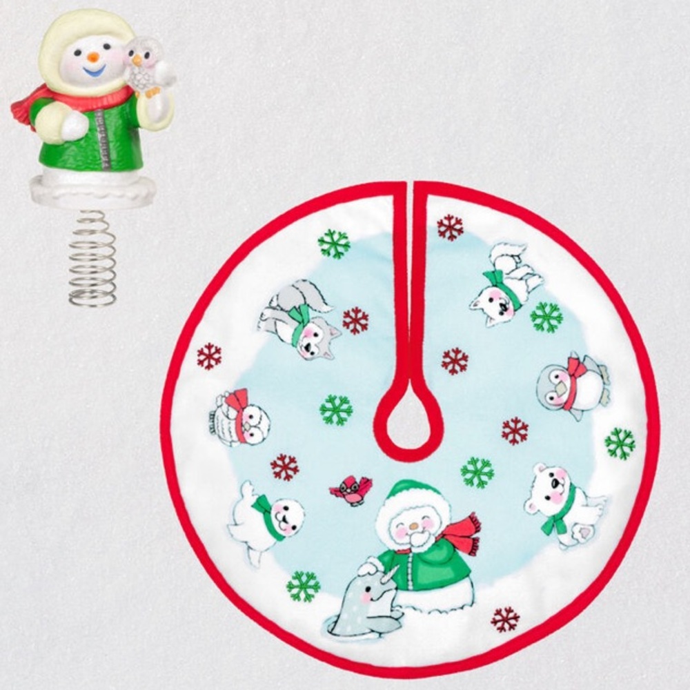FINAL DROP 🚨 NIB Hallmark Snowman Collectible Mini Christmas Tree Topper Skirt
